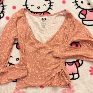 SO Women's Peach Floral Long Sleeve Top